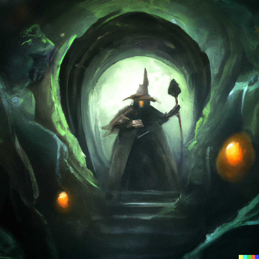 A wizard entering the dungeons