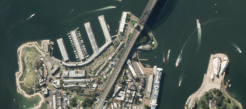 A beautiful statellite photo from NSW GIS SIX Maps of the Sydney Harbour area