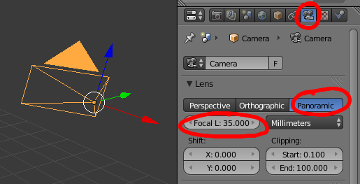 Blender panoramic settings