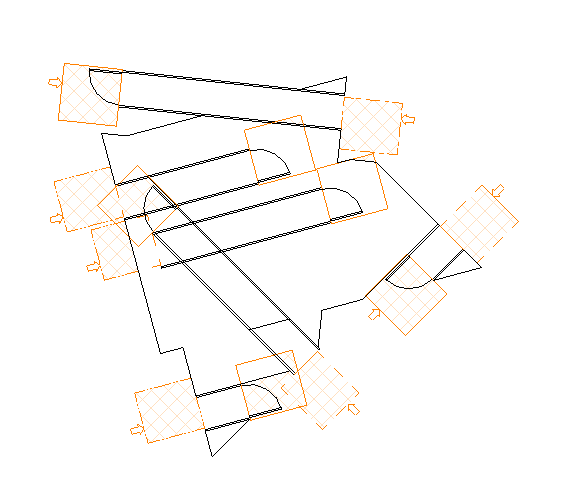 An example of Revit failing to consistently deal with openings in an
irregularly shaped wall