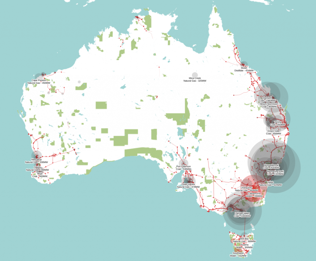 Australian electrical infrastructure map