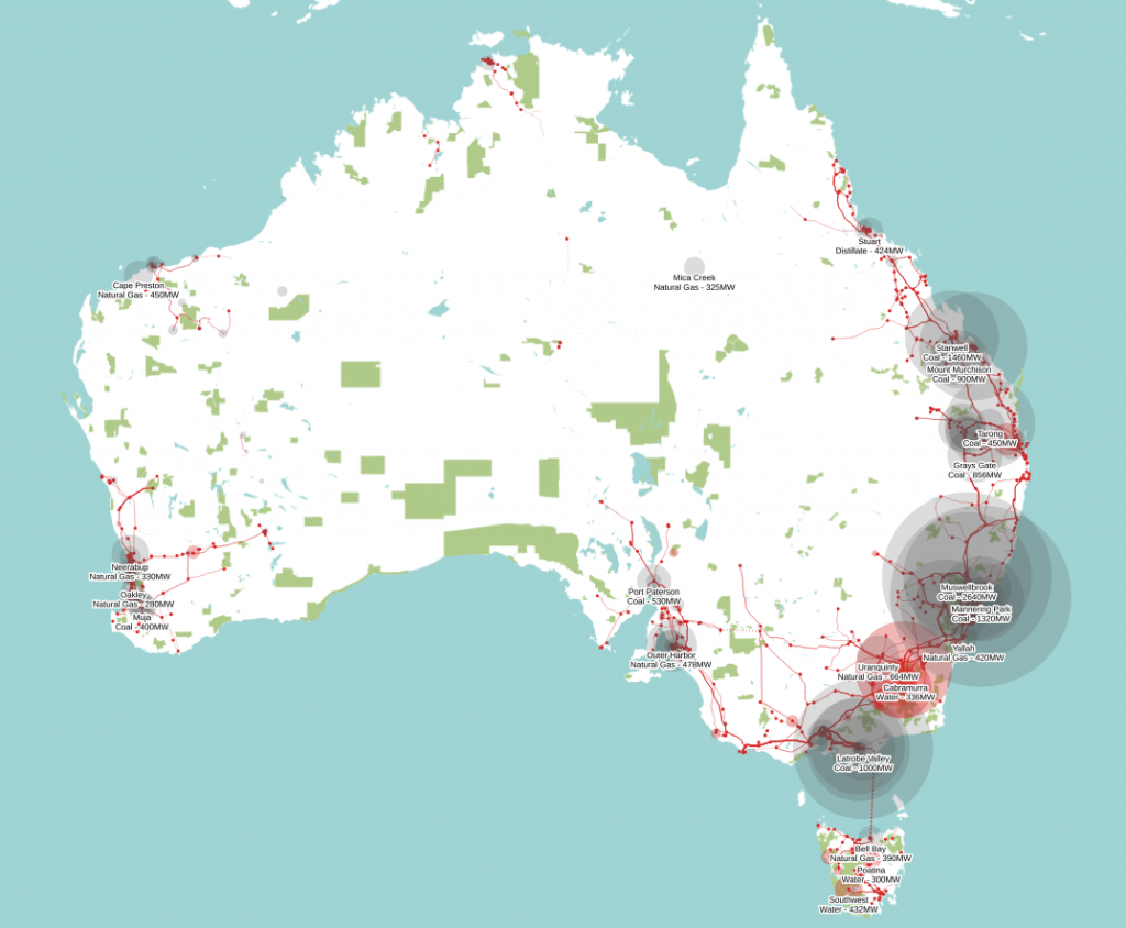 Australian electrical infrastructure
map