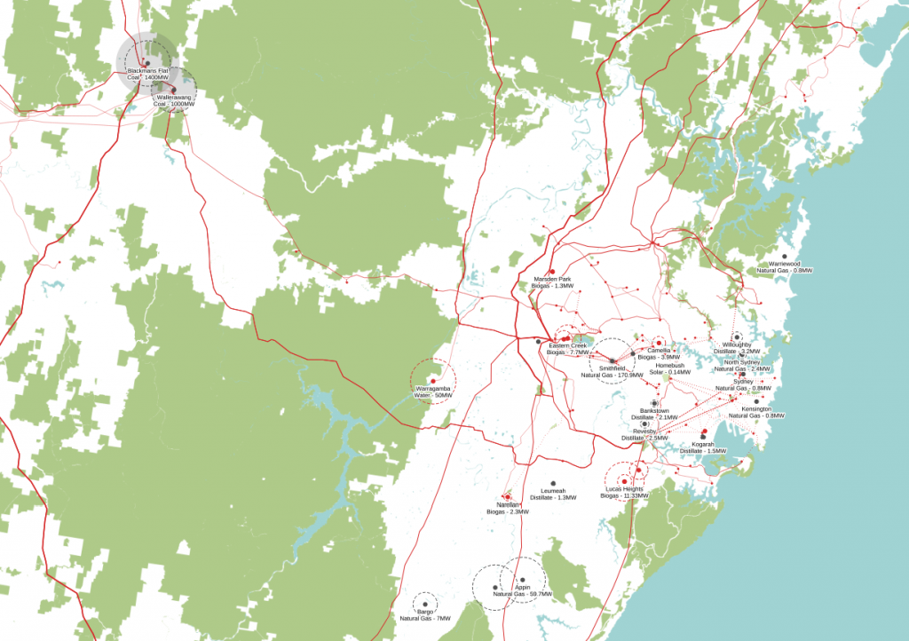 Sydney electrical infrastructure
map