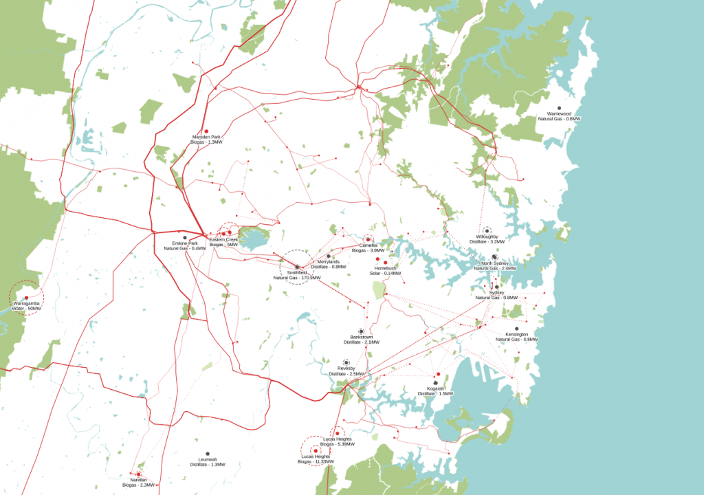 Sydney electrical infrastructure map zoomed in