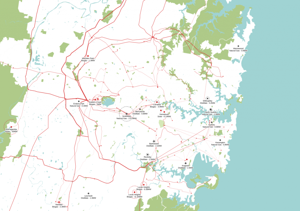 Sydney electrical infrastructure map zoomed
in