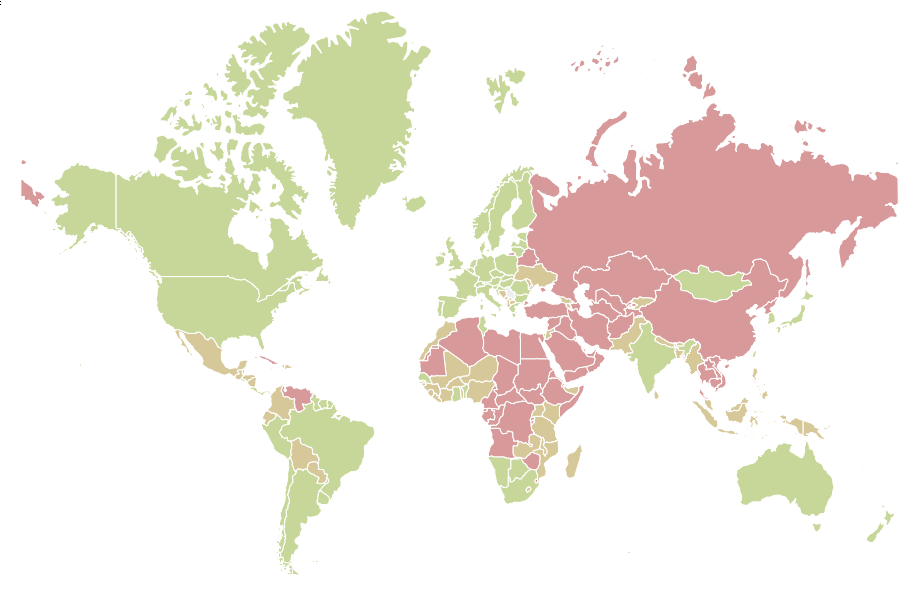 2018 Freedom in the World index map