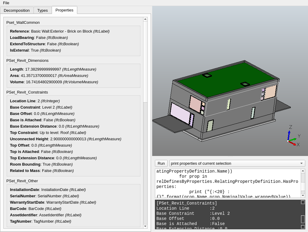 IfcOpenShell Python application running on
Linux