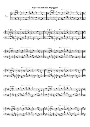 Sample page of a free PDF download for major and minor arpeggios