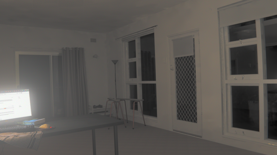A luminance night time render of the entire room