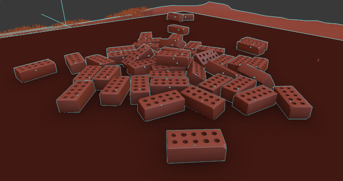 A pile of bricks, that you can hardly see in the actual
render