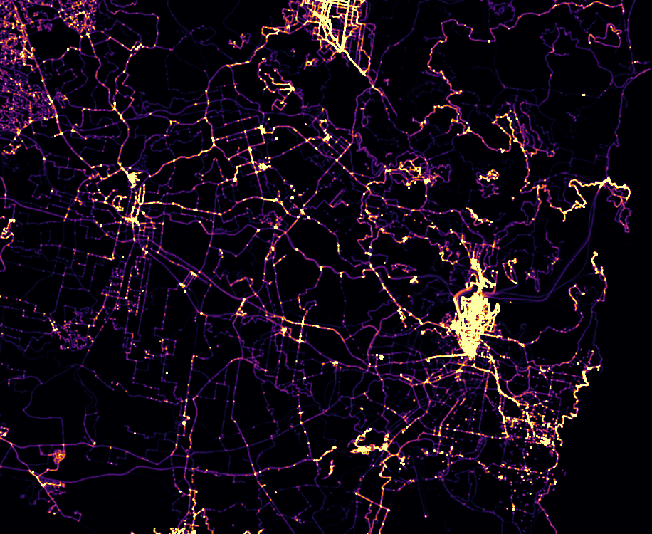 Sydney, Australia GPS activity heat map
